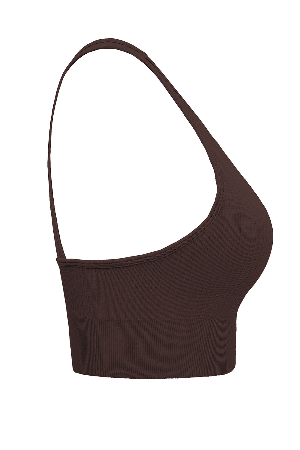 Brown Ribbed Hollow-out Racerback Yoga Top