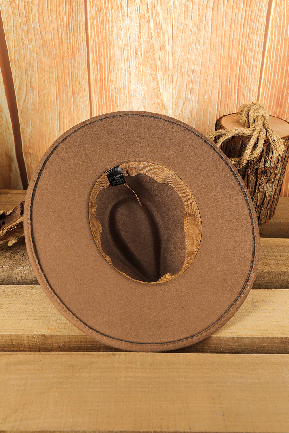 Brown Western Patchwork Flat Brim Cowboy Woven Hat