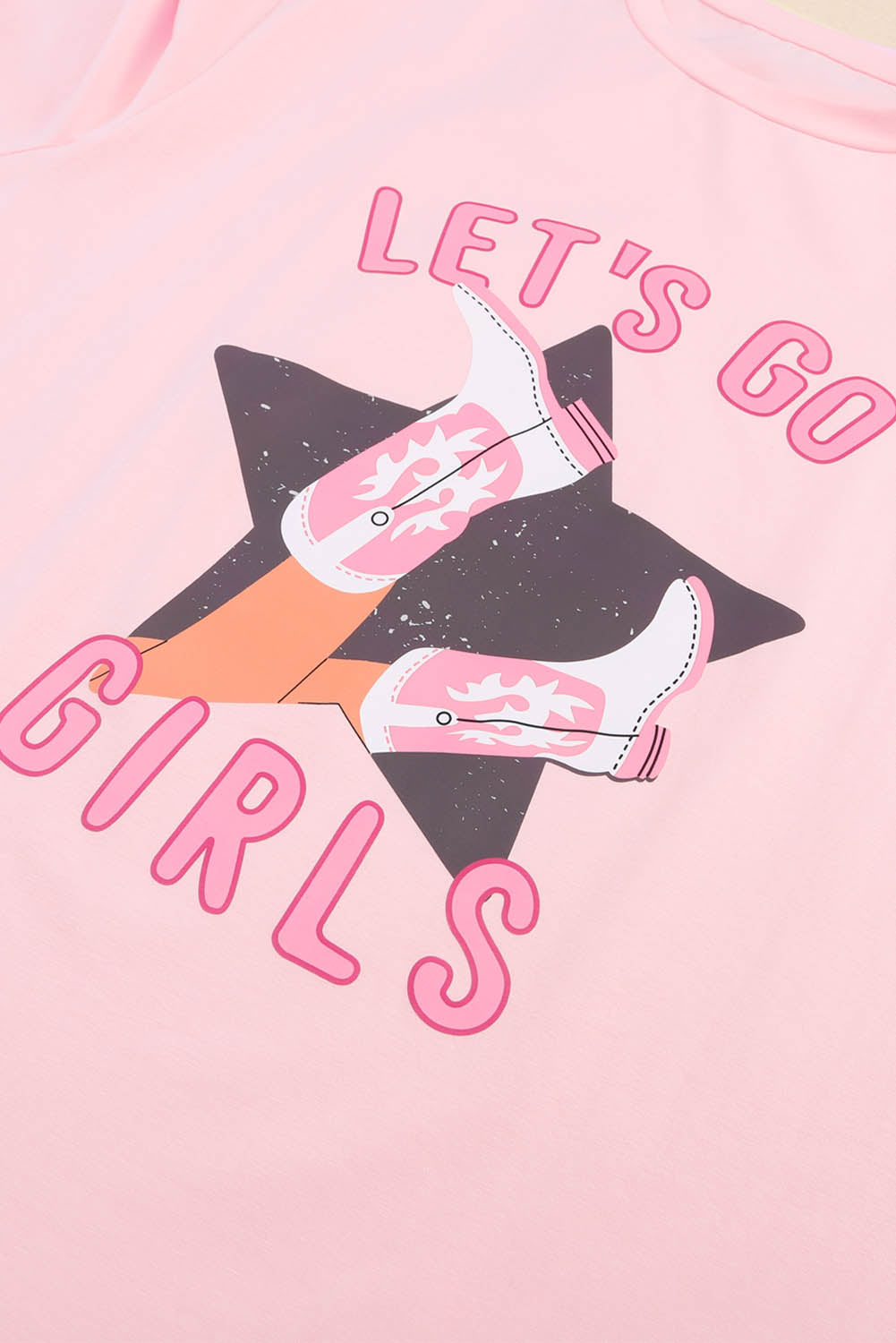 White Lets Go Girls Star Print Graphic Tee