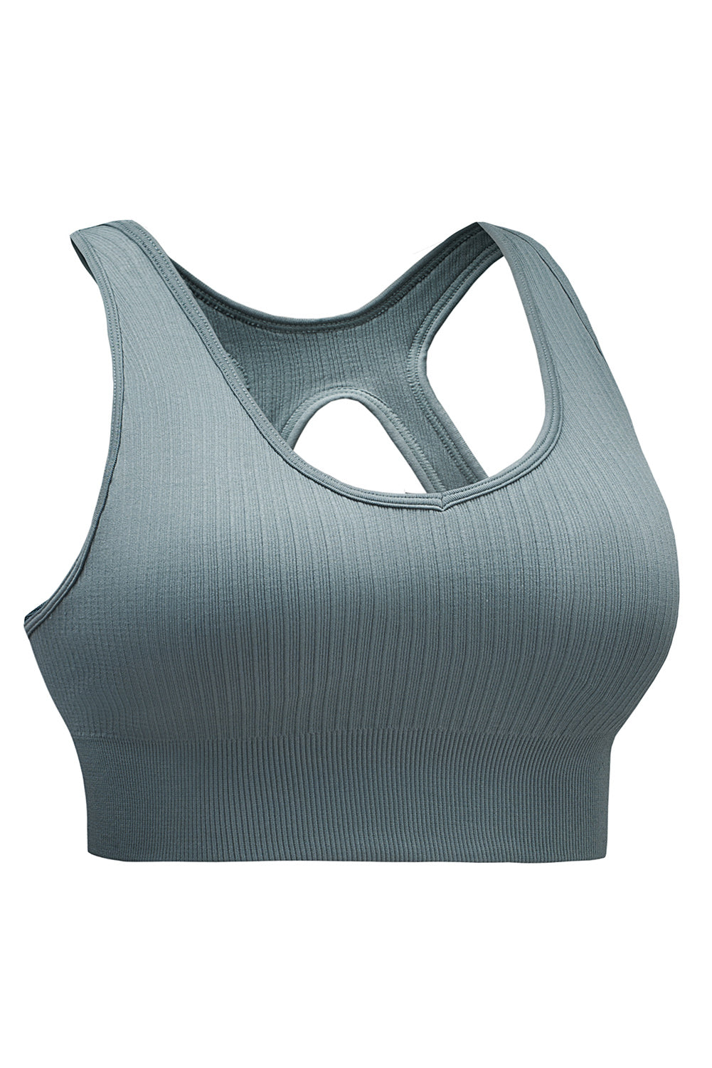 Brown Ribbed Hollow-out Racerback Yoga Top